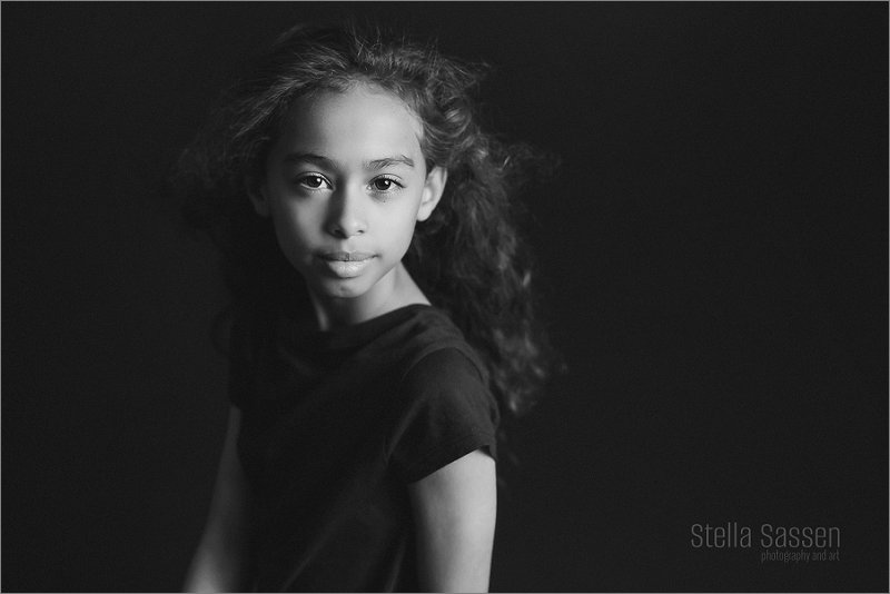 Portrait of child in studio, emotive portraits