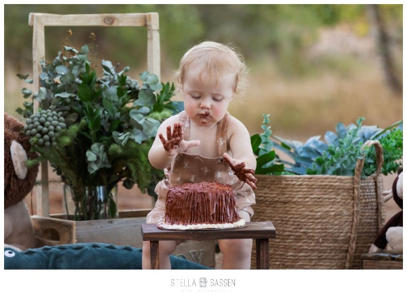 Outdoor cake smash shoot in the Cape Winelands